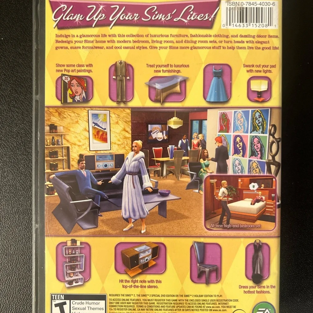 Sims 2: Glamour Life Stuff (PC, 2006) CIB